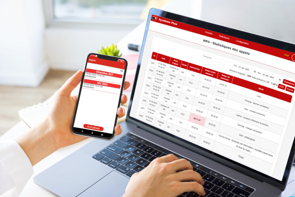 L’intranet Système+ affiché sur un ordinateur et un smartphone